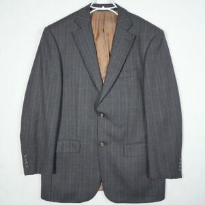 Pendleton 42R Men's Wool Sport‎ Coat Charcoal Gray Herringbone Plaid Checked